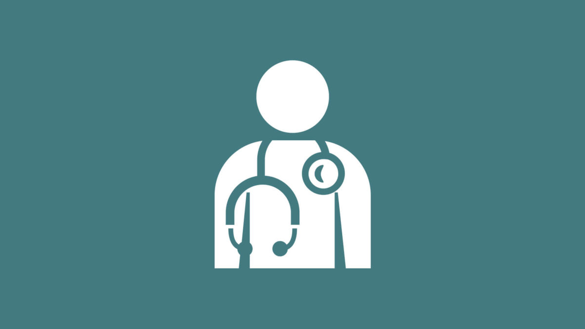 Icon representing health services on a teal background